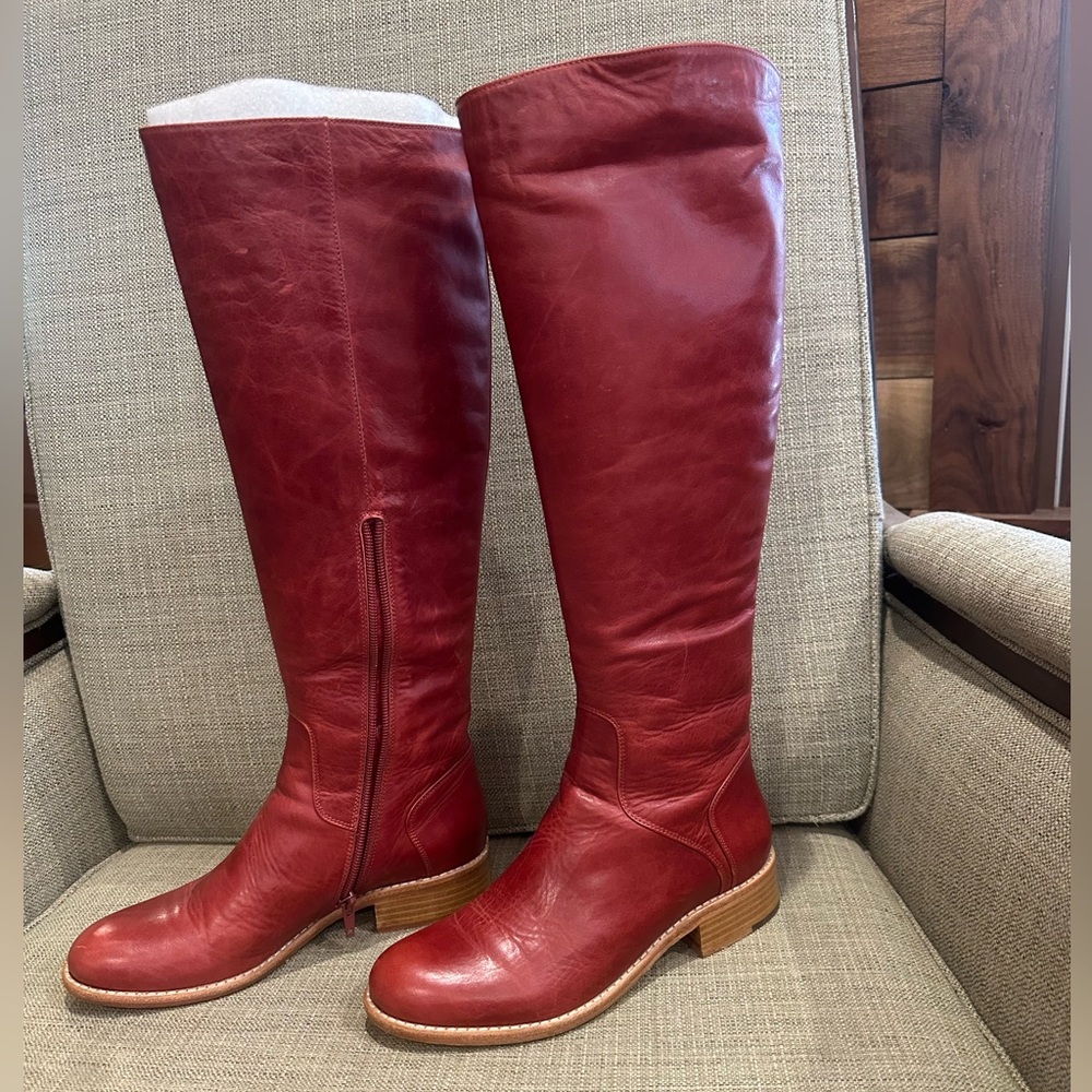 Chocolat Blu Red Leather Knee-High Boots